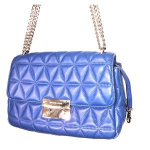 Michael Kors Sloan Blue Quilted Lambskin Chain Bag
